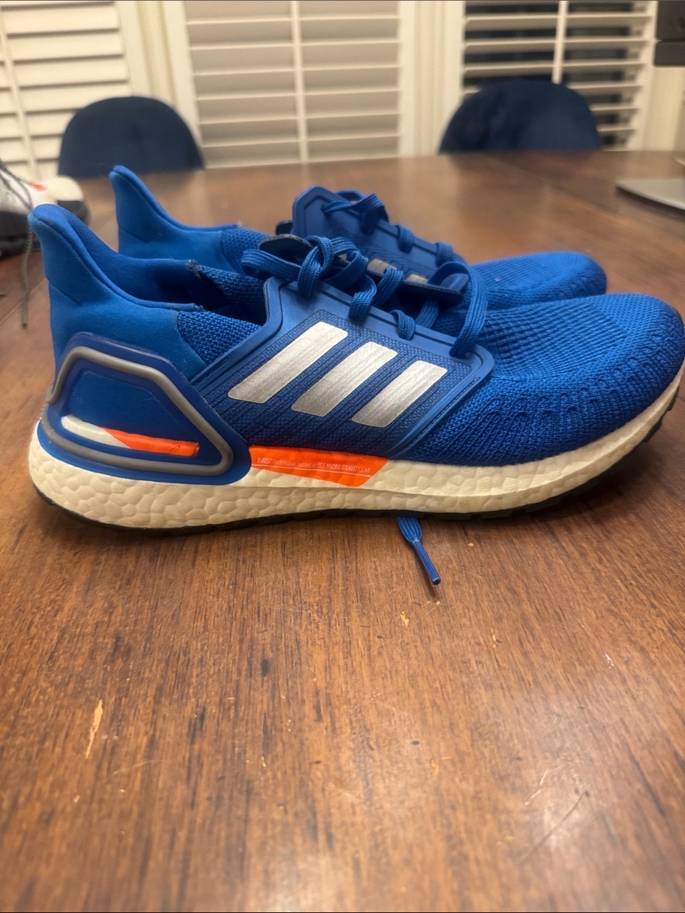 adidas Kids Royal Blue Athletic Sneakers with Orange Accents